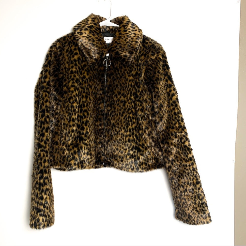 Lover + friends faux fur cheetah print jacket